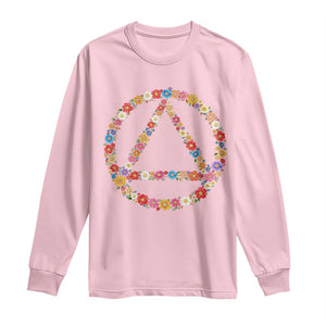 AA Sober Retro Flower Symbol Serenity Recovery Long Sleeve Shirt TS11 Light Pink Print Your Wear