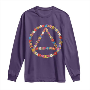 AA Sober Retro Flower Symbol Serenity Recovery Long Sleeve Shirt TS11 Purple Print Your Wear