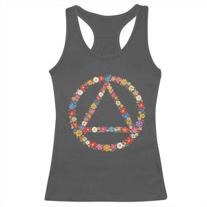 AA Sober Retro Flower Symbol Serenity Recovery Racerback Tank Top TS11 Dark Heather Print Your Wear