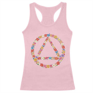 AA Sober Retro Flower Symbol Serenity Recovery Racerback Tank Top TS11 Light Pink Print Your Wear
