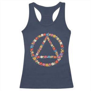 AA Sober Retro Flower Symbol Serenity Recovery Racerback Tank Top TS11 Navy Print Your Wear