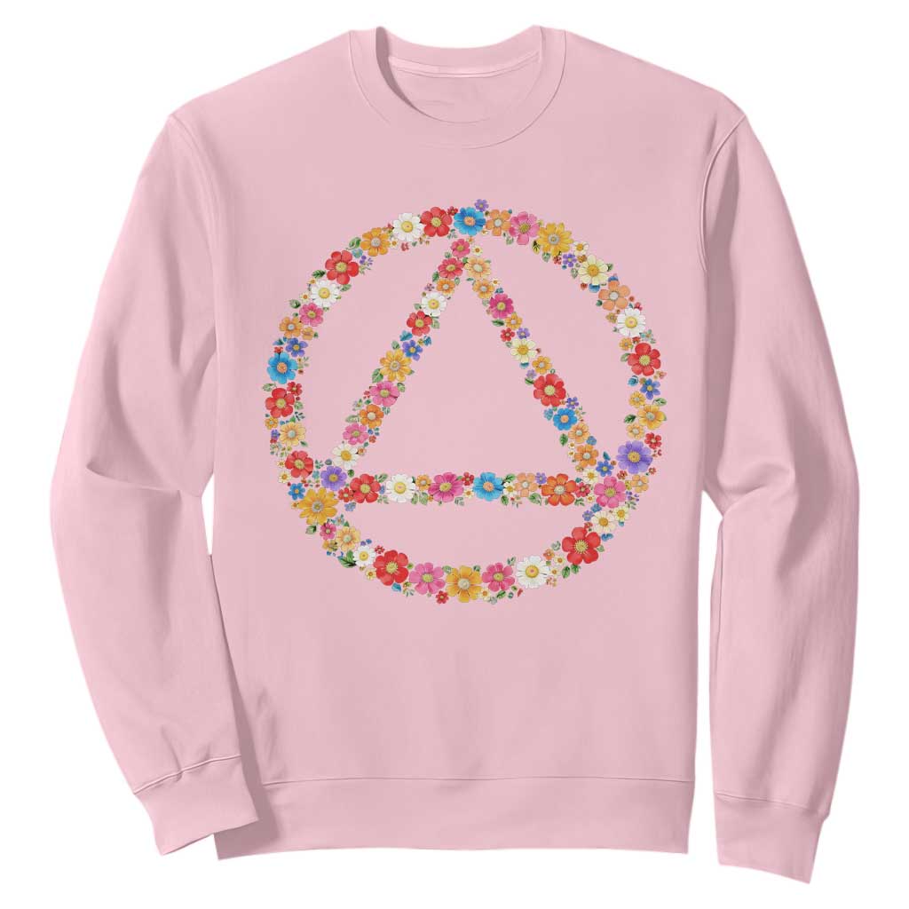 AA Sober Retro Flower Symbol Serenity Recovery Sweatshirt TS11 Light Pink Print Your Wear