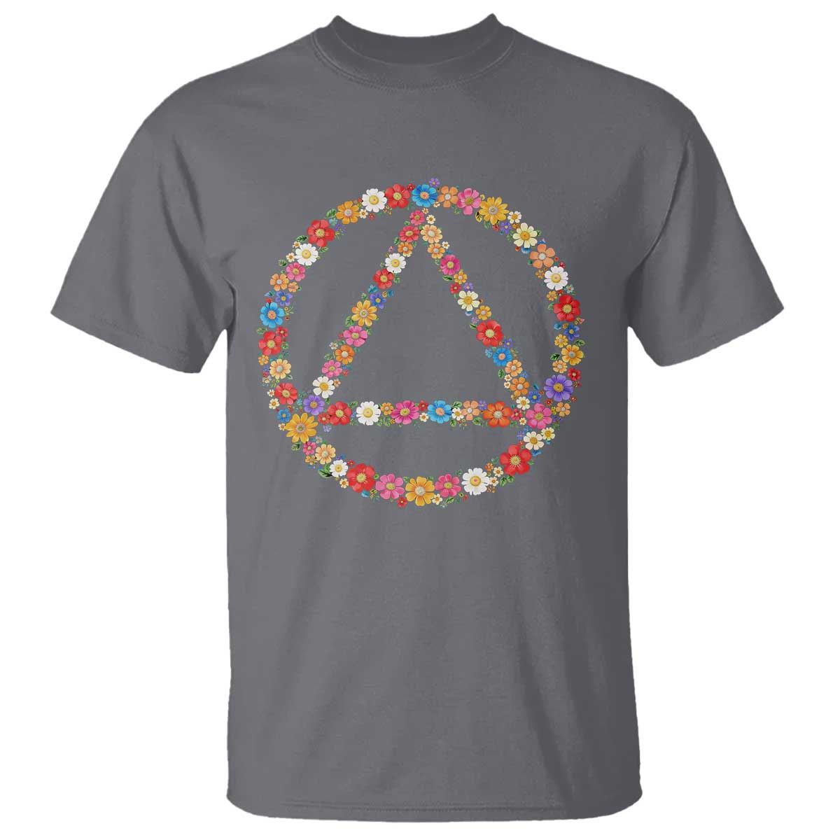 AA Sober Retro Flower Symbol Serenity Recovery T Shirt TS11 Charcoal Print Your Wear