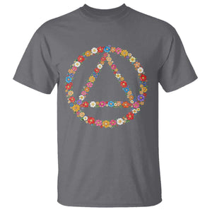 AA Sober Retro Flower Symbol Serenity Recovery T Shirt TS11 Charcoal Print Your Wear
