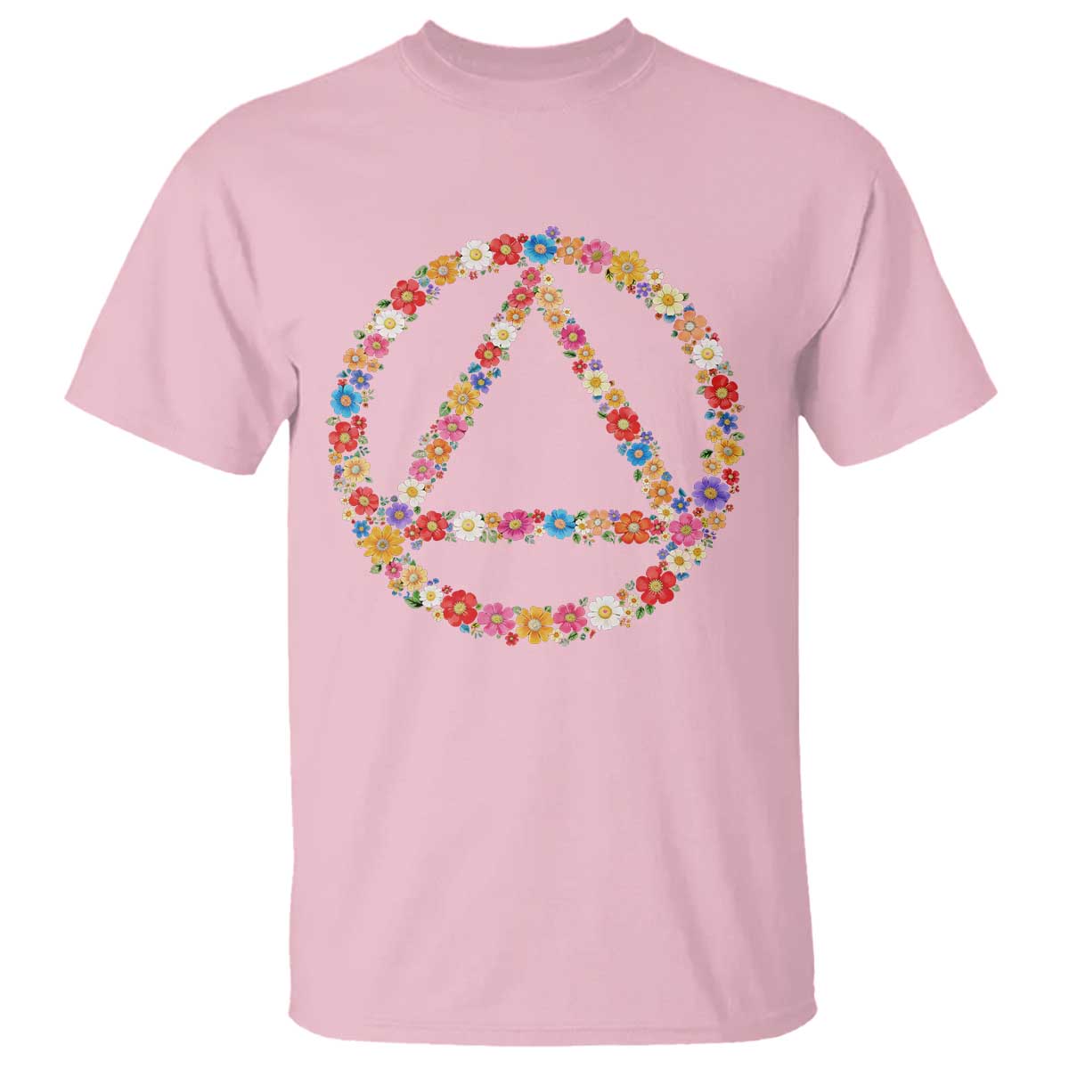 AA Sober Retro Flower Symbol Serenity Recovery T Shirt TS11 Light Pink Print Your Wear