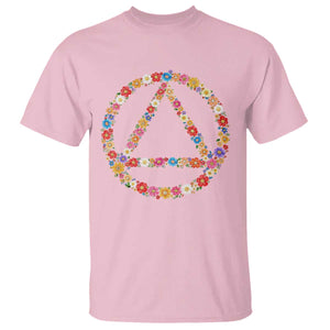AA Sober Retro Flower Symbol Serenity Recovery T Shirt TS11 Light Pink Print Your Wear