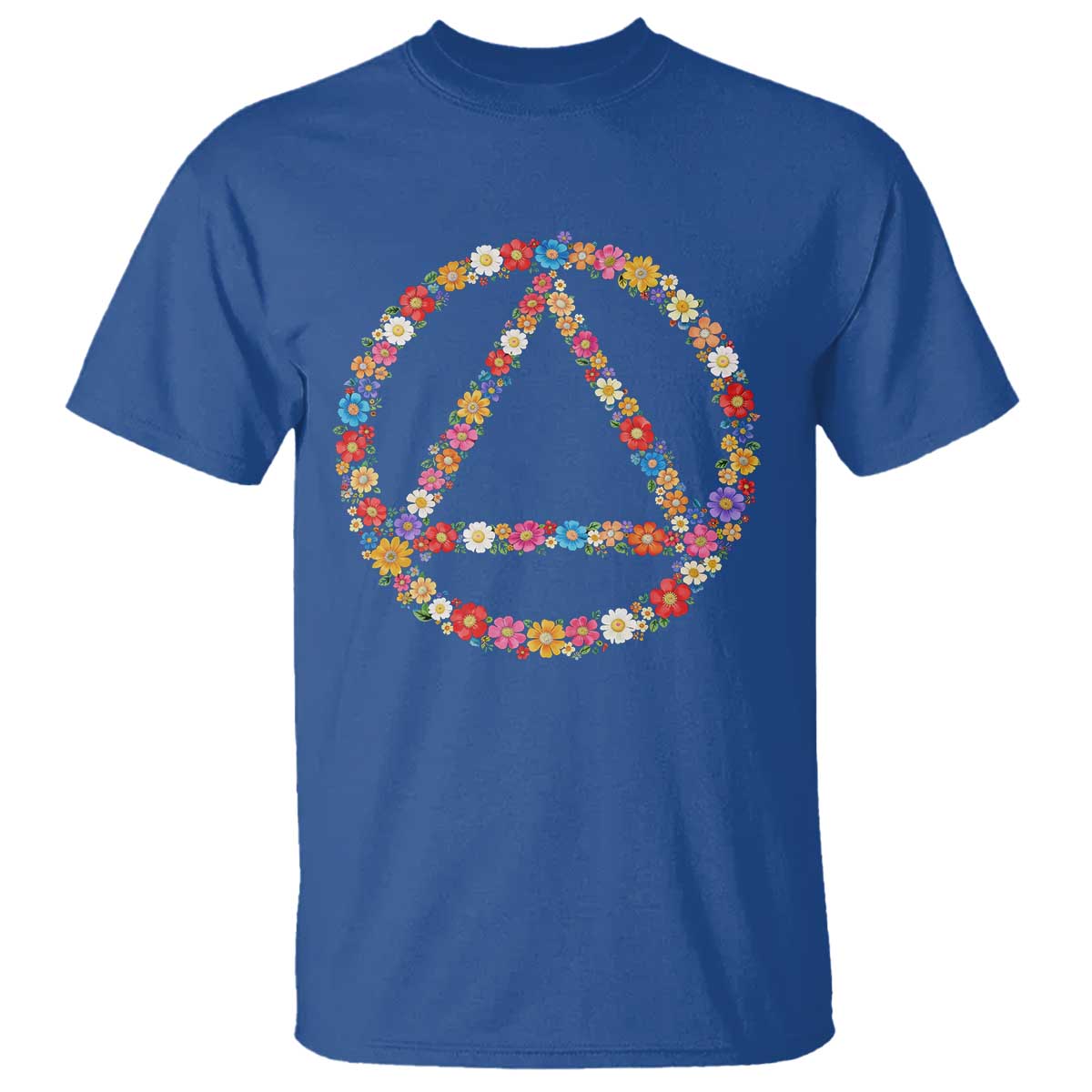 AA Sober Retro Flower Symbol Serenity Recovery T Shirt TS11 Royal Blue Print Your Wear