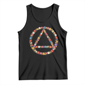AA Sober Retro Flower Symbol Serenity Recovery Tank Top TS11 Black Print Your Wear
