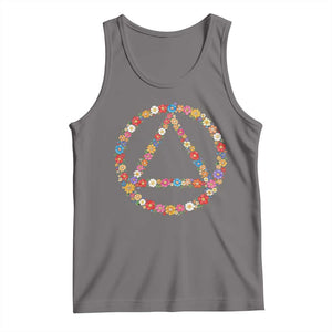 AA Sober Retro Flower Symbol Serenity Recovery Tank Top TS11 Deep Heather Print Your Wear