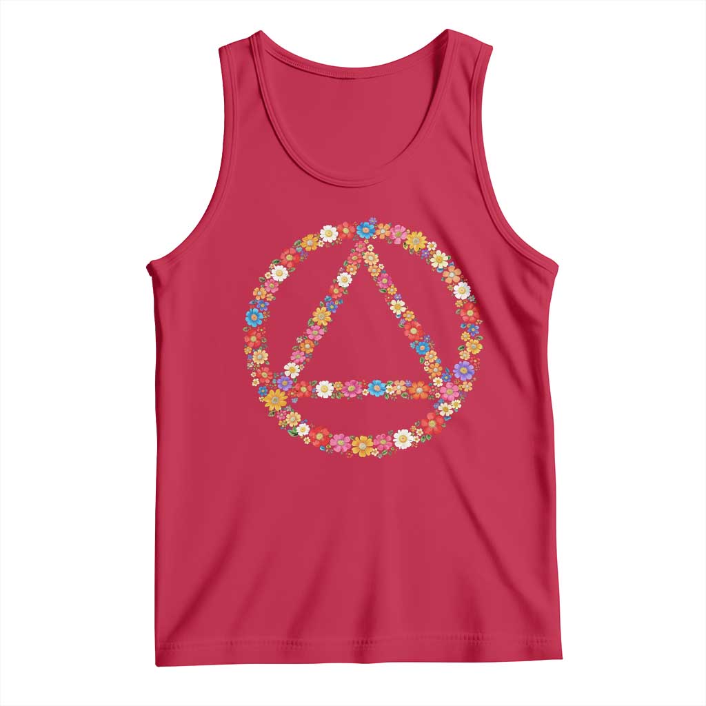 AA Sober Retro Flower Symbol Serenity Recovery Tank Top TS11 Red Print Your Wear