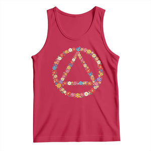 AA Sober Retro Flower Symbol Serenity Recovery Tank Top TS11 Red Print Your Wear