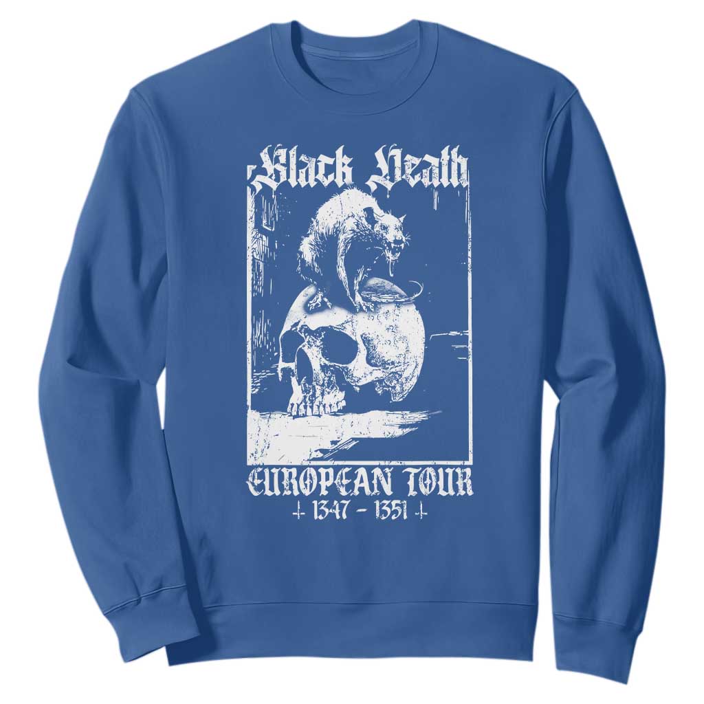 Black Death European Tour Sweatshirt Plague Rat Medieval History Skull Gothic TS11 Royal Blue Print Your Wear