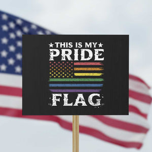 Funny LGBTQ This Is My Pride Flag Protest Sign Rainbow American Flag TS11 Horizontal 18" × 24" Black Print Your Wear
