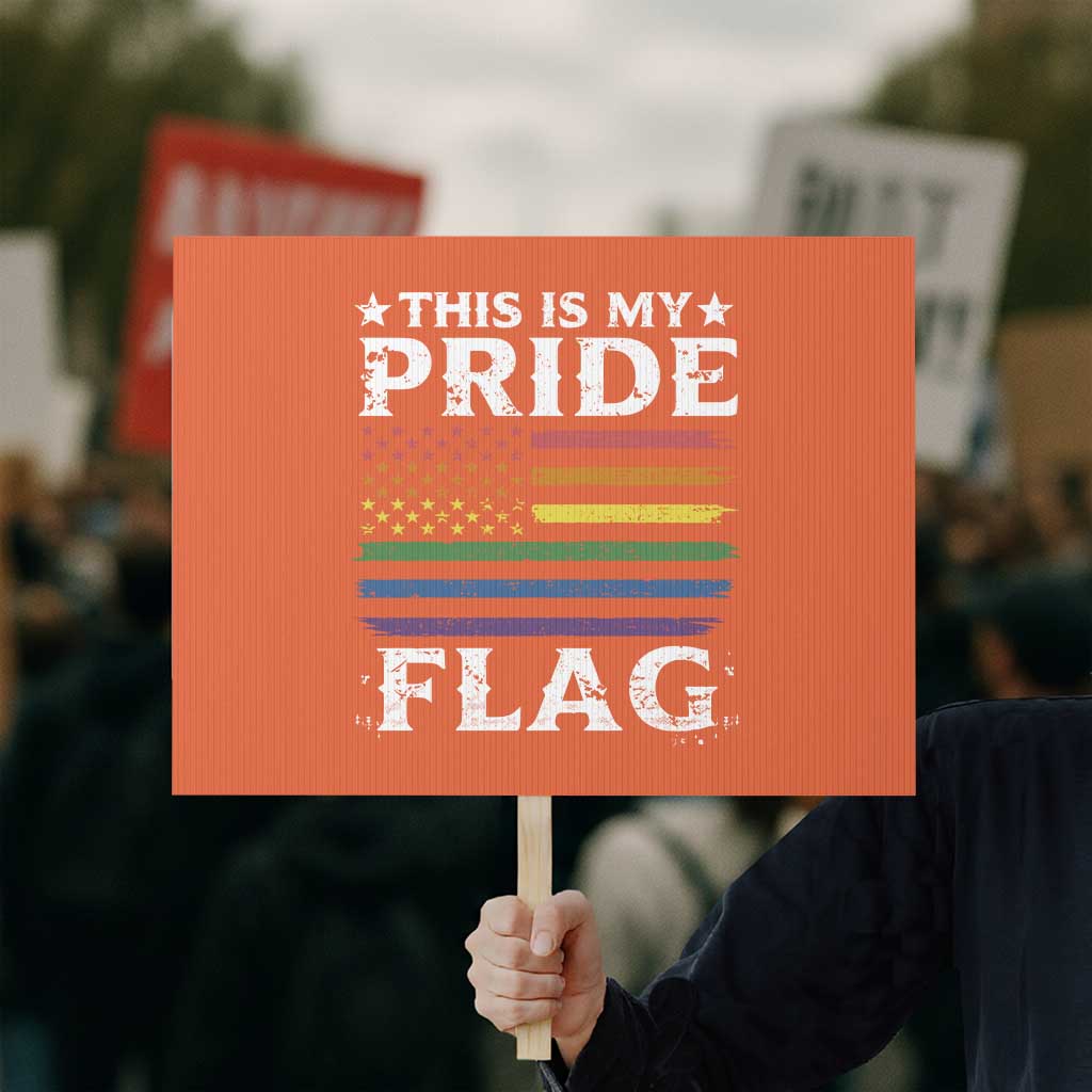Funny LGBTQ This Is My Pride Flag Protest Sign Rainbow American Flag TS11 Horizontal 18