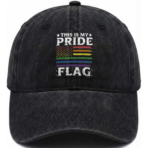 Funny LGBTQ This Is My Pride Flag Washed Cotton Baseball Cap Rainbow American Flag TS11 Print Your Wear