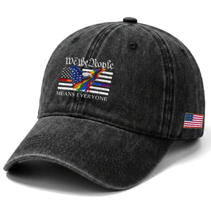 We The People Means Everyone US Constitution LGBT Pride Washed Cotton Baseball Cap Rainbow Bald Eagle TS11 Print Your Wear
