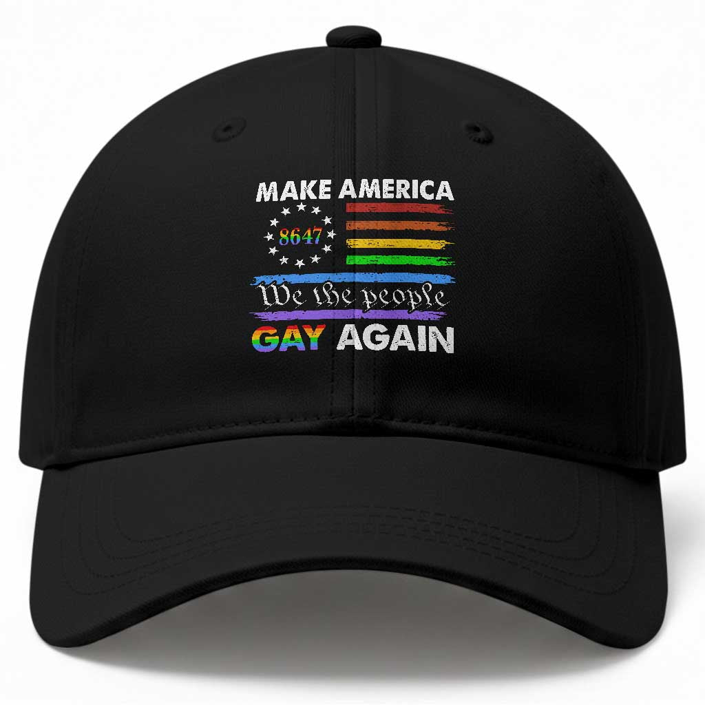 Funny Make America Gay Again 8647 Baseball Cap Rainbow Betsy Ross Flag TS11 Print Your Wear