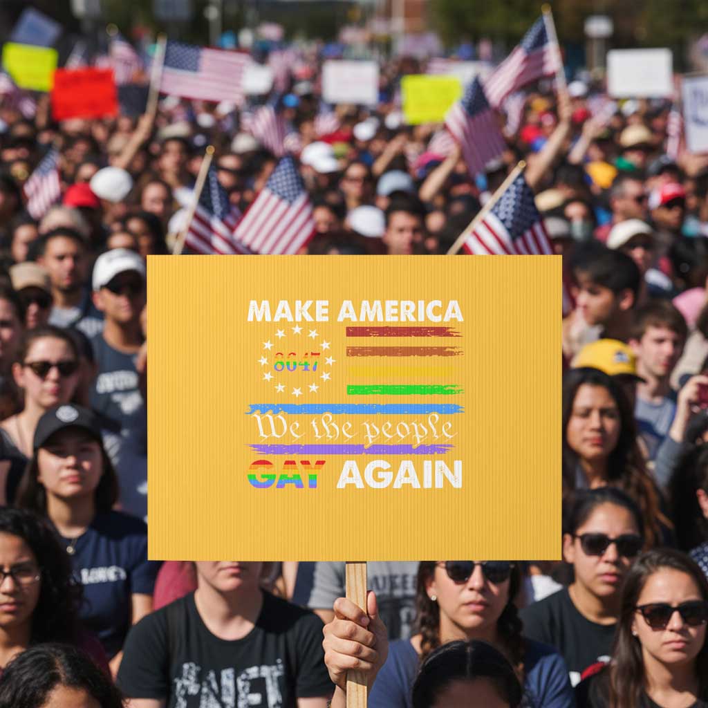 Funny Make America Gay Again 8647 Protest Sign Rainbow Betsy Ross Flag TS11 Horizontal 18