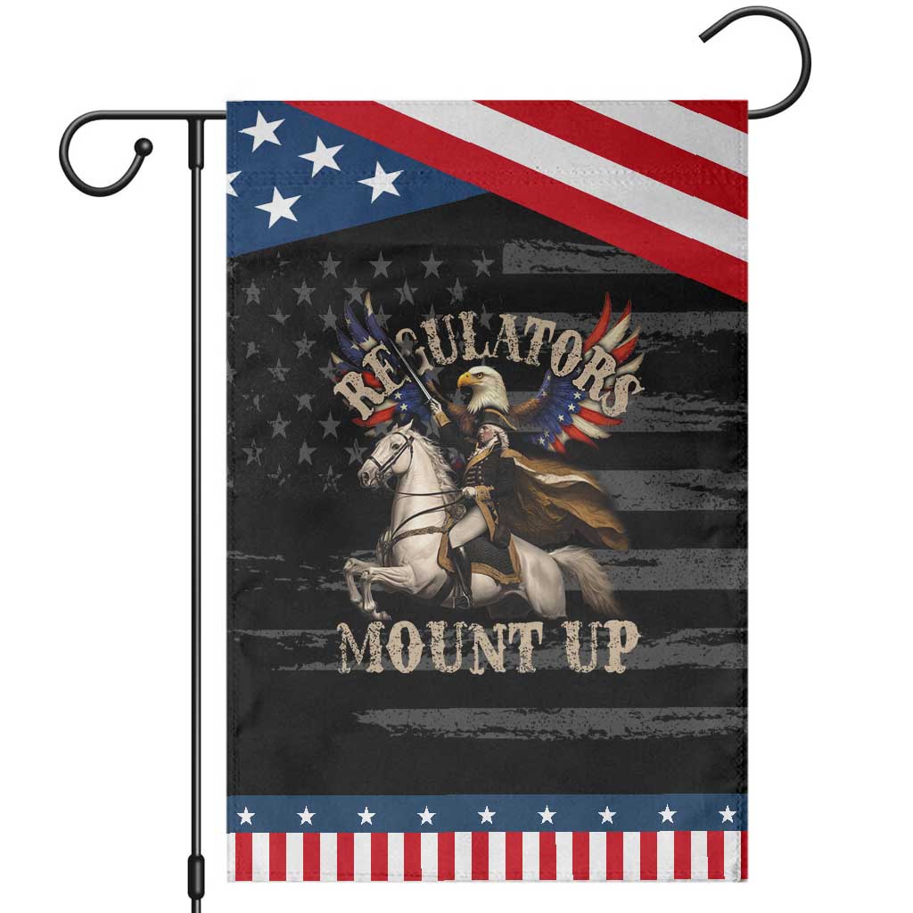 Funny Regulators Mount Up 4th Of July George Washington Patriotic Garden Flag American Flag Eagle TS11 Distressed Black Blue Print Your Wear