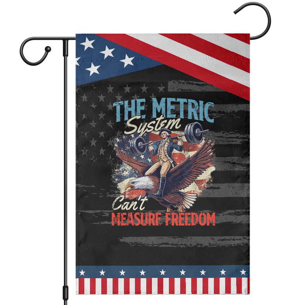 Funny The Metric System Can't Measure Freedom 4th Of July Patriotic Garden Flag TS11 Distressed Black Blue Print Your Wear
