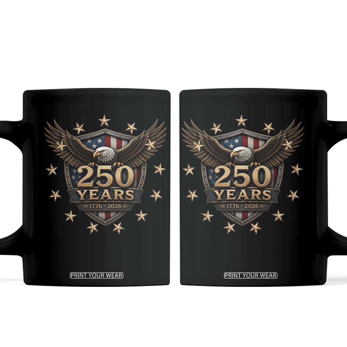 250th Anniversary USA Bald Eagle Coffee Mug 250 Years 4th of July 1776 2026 TS11 Black Print Your Wear