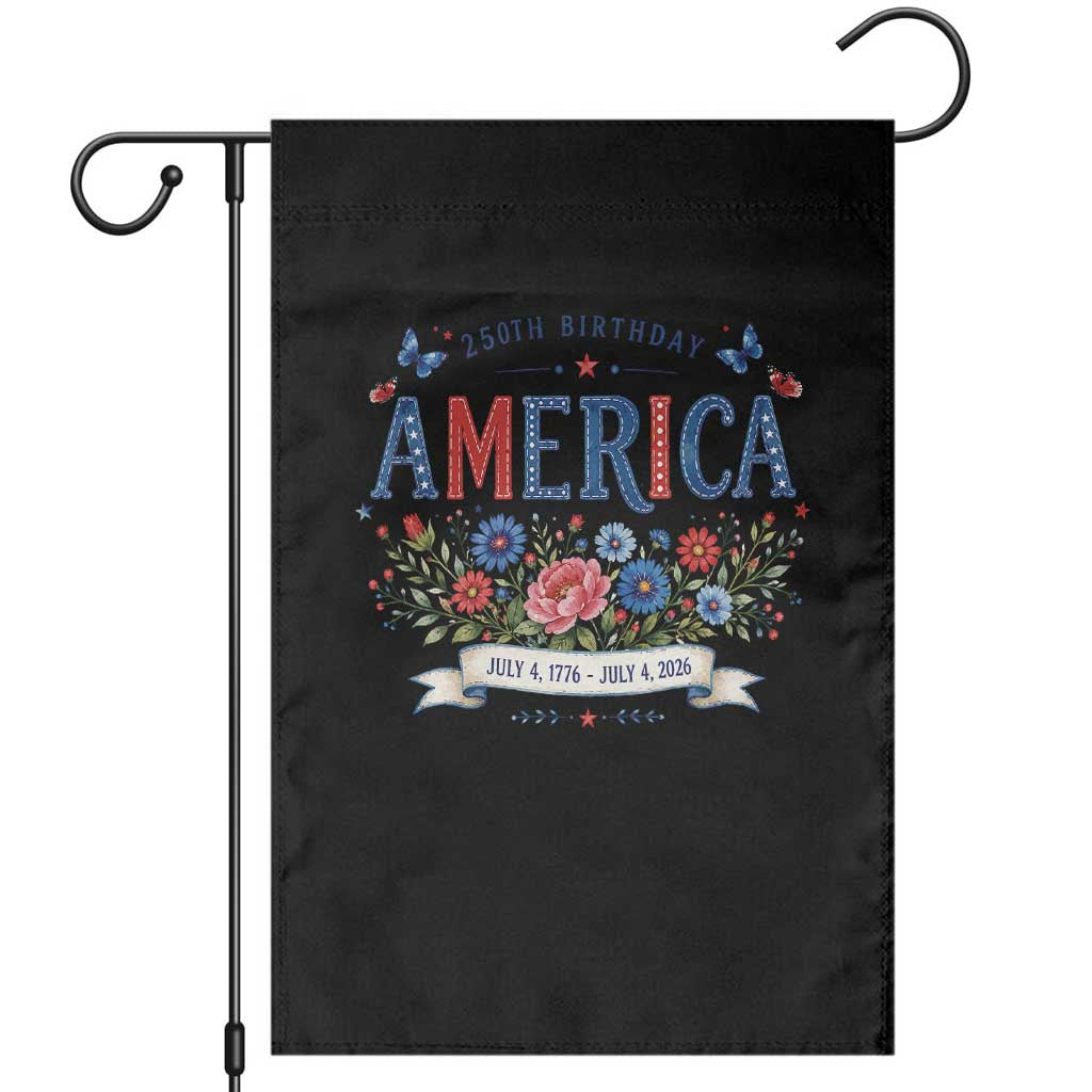 Floral 250th Birthday of America 250 Years USA Patriotic Garden Flag TS11 Black Print Your Wear