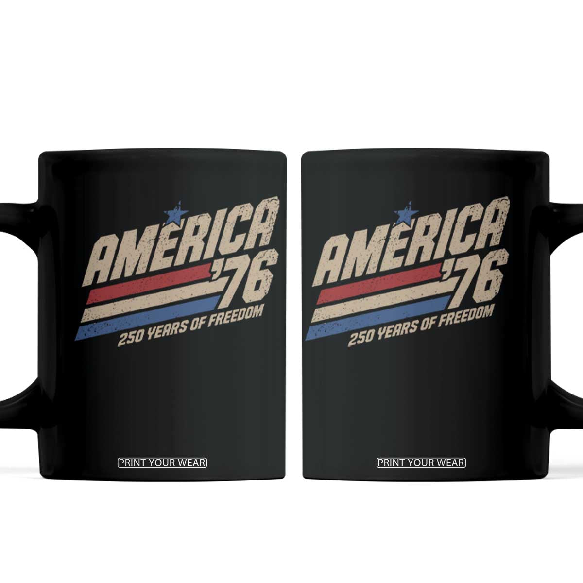 250th Anniversary USA America 76 Coffee Mug 250 Years Of Freedom 1776 2026 Retro TS11 Black Print Your Wear