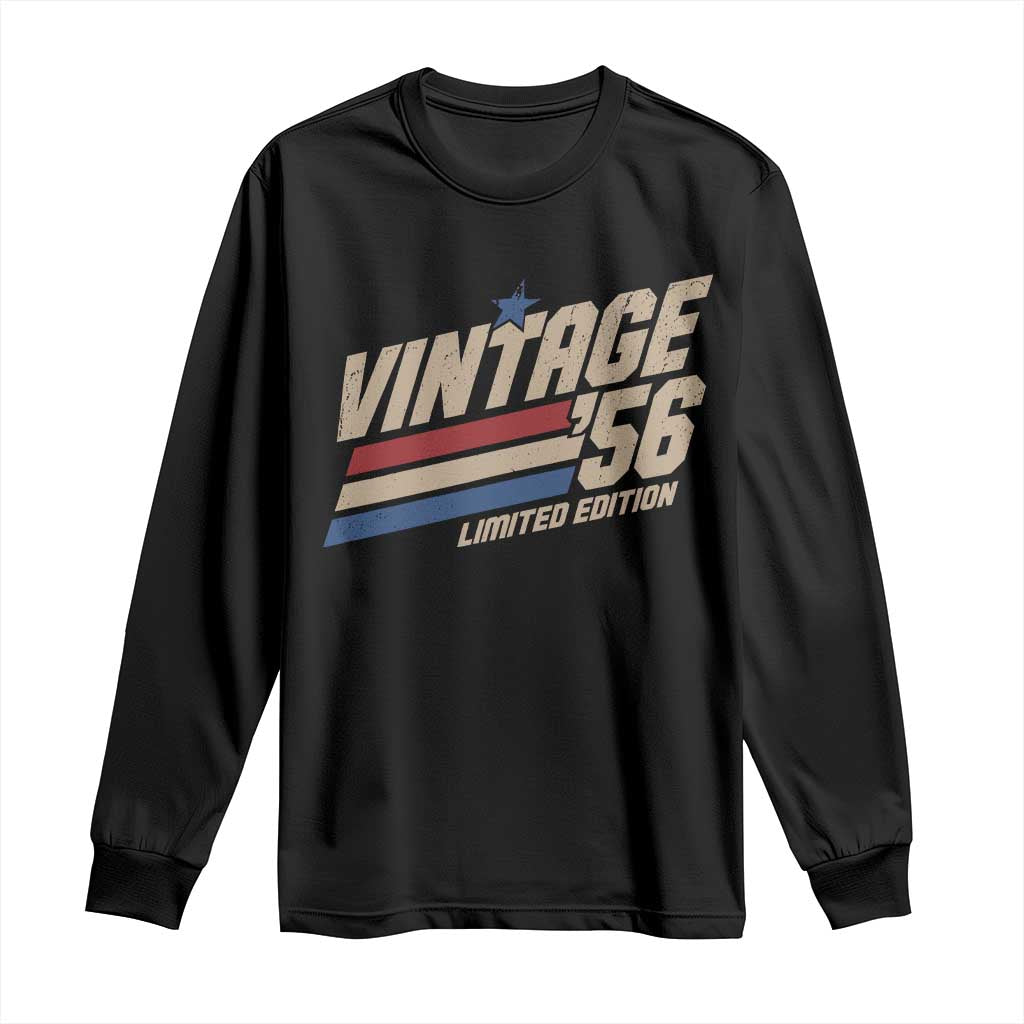 70th Birthday Long Sleeve Shirt Vintage 1956 70 Years Old Birthday USA Stripes TS11 Black Print Your Wear
