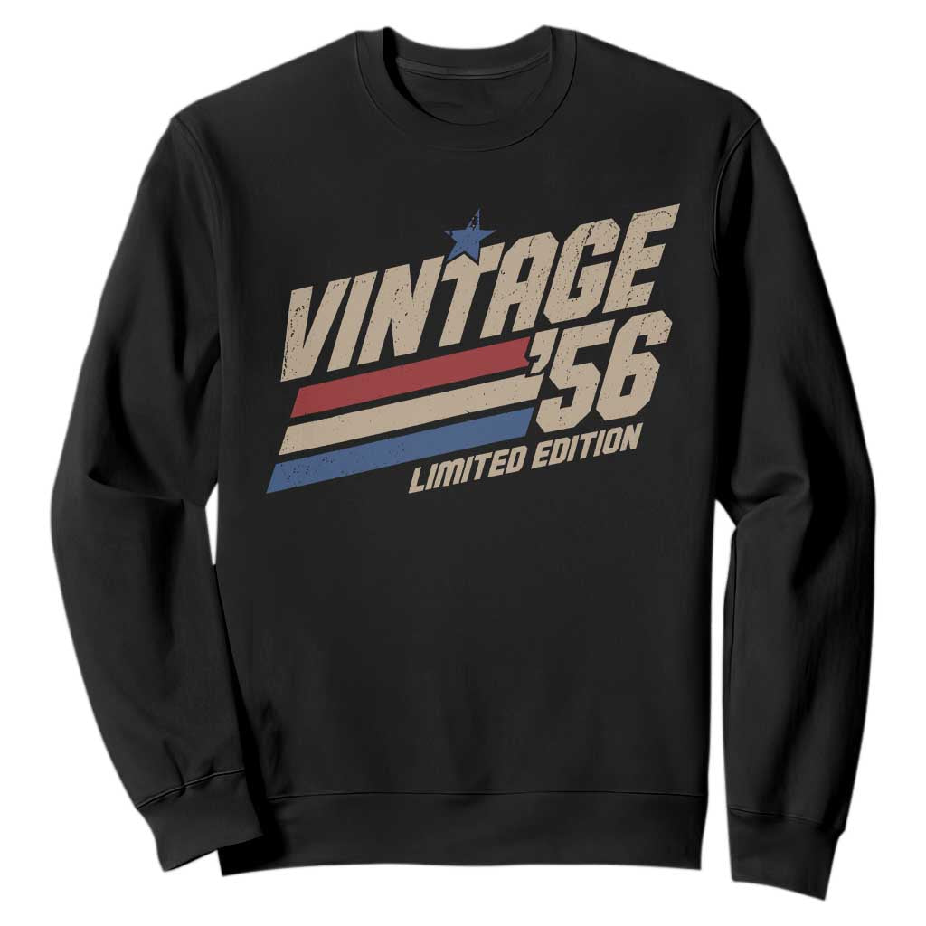 70th Birthday Sweatshirt Vintage 1956 70 Years Old Birthday USA Stripes TS11 Black Print Your Wear