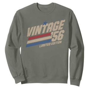 70th Birthday Sweatshirt Vintage 1956 70 Years Old Birthday USA Stripes TS11 Military Green Print Your Wear