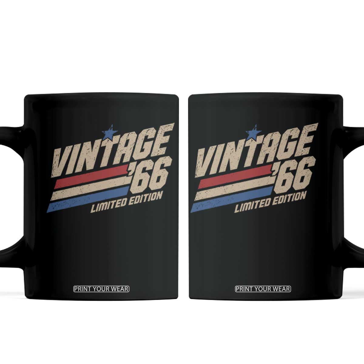 60th Birthday Coffee Mug Vintage 1966 60 Years Old Birthday USA Stripes TS11 Black Print Your Wear