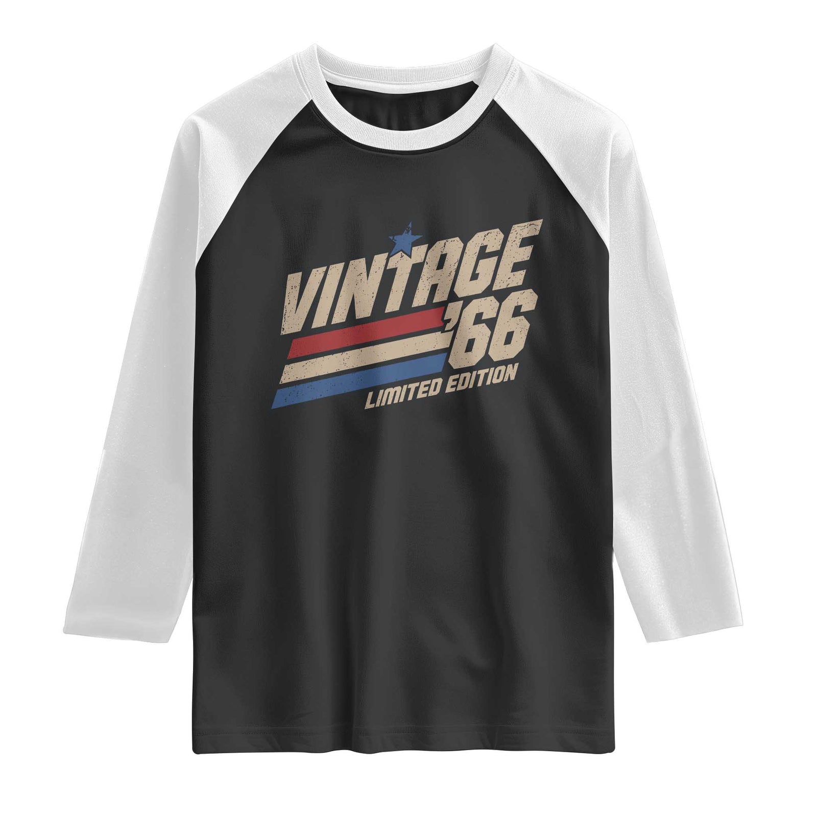 60th Birthday Raglan Shirt Vintage 1966 60 Years Old Birthday USA Stripes TS11 Black White Print Your Wear
