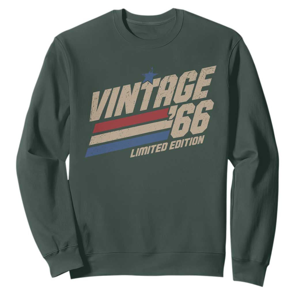 60th Birthday Sweatshirt Vintage 1966 60 Years Old Birthday USA Stripes TS11 Dark Forest Green Print Your Wear