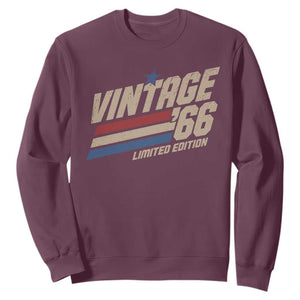 60th Birthday Sweatshirt Vintage 1966 60 Years Old Birthday USA Stripes TS11 Maroon Print Your Wear