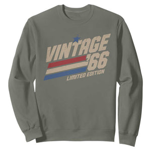 60th Birthday Sweatshirt Vintage 1966 60 Years Old Birthday USA Stripes TS11 Military Green Print Your Wear