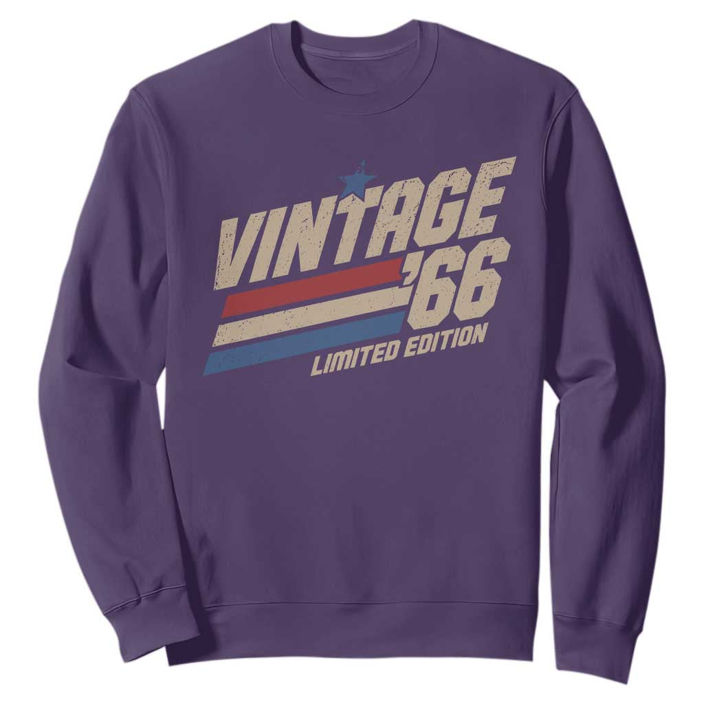 60th Birthday Sweatshirt Vintage 1966 60 Years Old Birthday USA Stripes TS11 Purple Print Your Wear