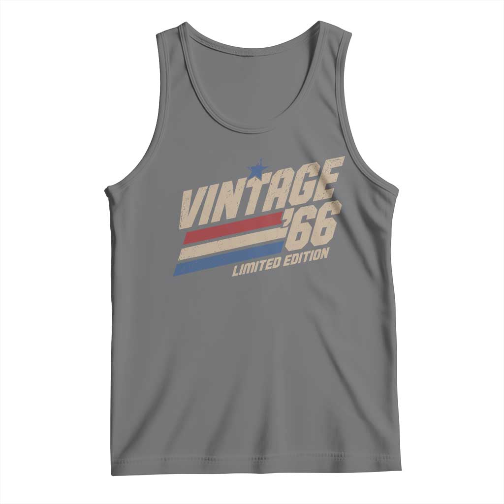 60th Birthday Tank Top Vintage 1966 60 Years Old Birthday USA Stripes TS11 Black Heather Print Your Wear