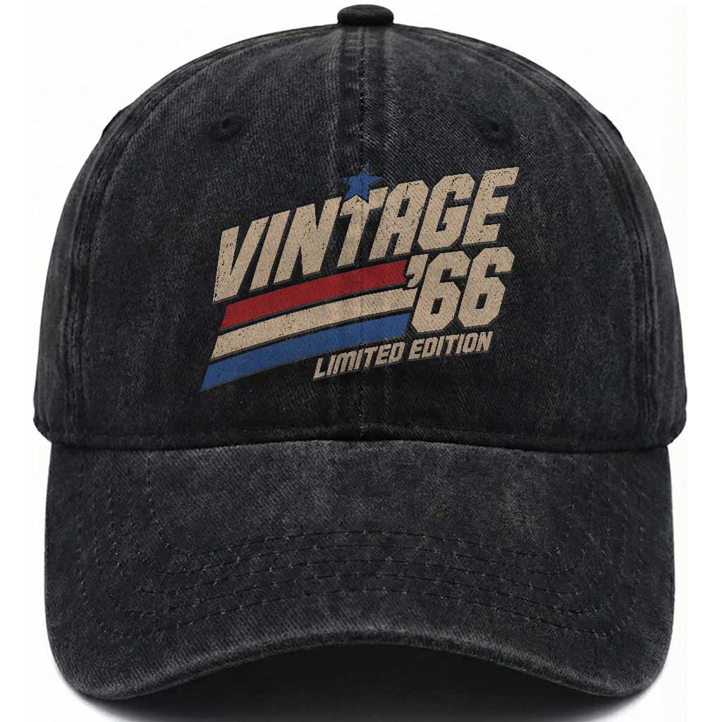 60th Birthday Washed Cotton Baseball Cap Vintage 1966 60 Years Old Birthday USA Stripes TS11 Print Your Wear