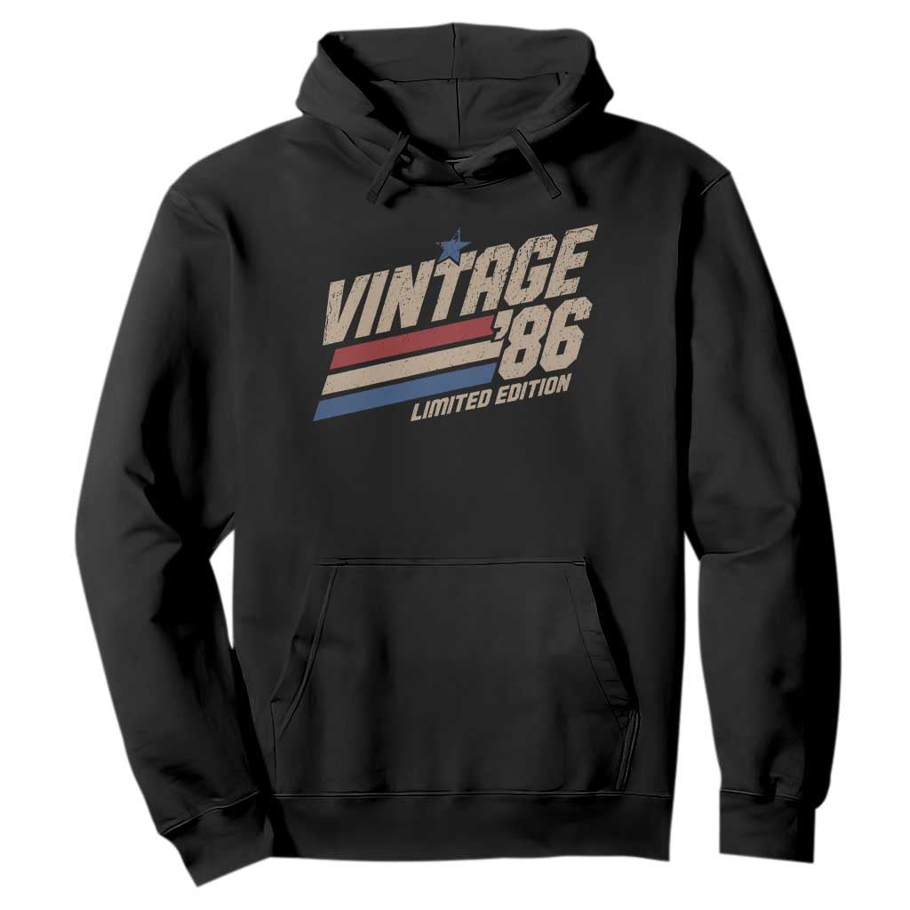 40th Birthday Hoodie Vintage 1986 40 Years Old Birthday USA Stripes TS11 Black Print Your Wear
