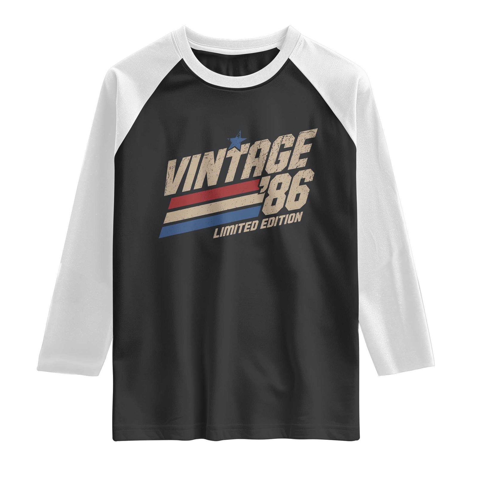 40th Birthday Raglan Shirt Vintage 1986 40 Years Old Birthday USA Stripes TS11 Black White Print Your Wear