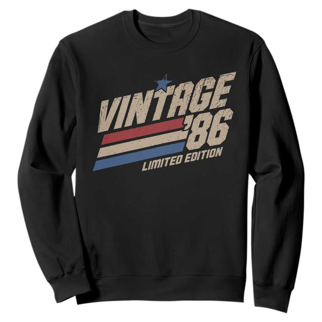 40th Birthday Sweatshirt Vintage 1986 40 Years Old Birthday USA Stripes TS11 Black Print Your Wear