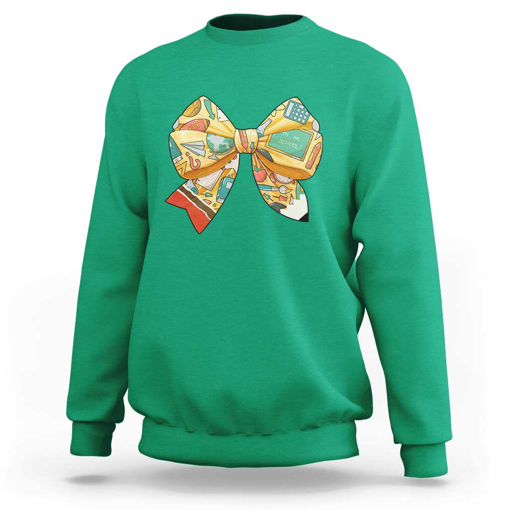Funny Back To School Sweatshirt Cute Coquettes School Supplies Bow First Day TS11 Irish Green Print Your Wear