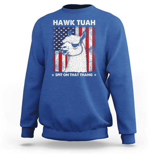 Funny Llama Sweatshirt Hawk Tuah Spit On That Thang American Flag TS11 Royal Blue Print Your Wear
