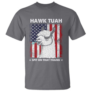 Funny Llama T Shirt Hawk Tuah Spit On That Thang American Flag TS11 Charcoal Print Your Wear