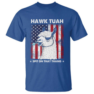 Funny Llama T Shirt Hawk Tuah Spit On That Thang American Flag TS11 Royal Blue Print Your Wear