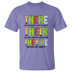 English Teacher T Shirt There Their They're Funny Grammar Lessons TS11 Violet Print Your Wear