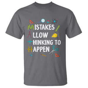 Math Teacher T Shirt Mistakes Allow Thinking To Happen Vintage Mathematical TS11 Charcoal Print Your Wear