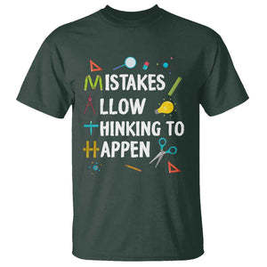 Math Teacher T Shirt Mistakes Allow Thinking To Happen Vintage Mathematical TS11 Dark Forest Green Print Your Wear