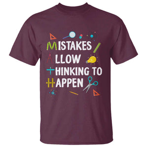 Math Teacher T Shirt Mistakes Allow Thinking To Happen Vintage Mathematical TS11 Maroon Print Your Wear