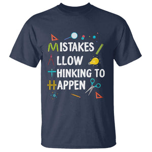 Math Teacher T Shirt Mistakes Allow Thinking To Happen Vintage Mathematical TS11 Navy Print Your Wear